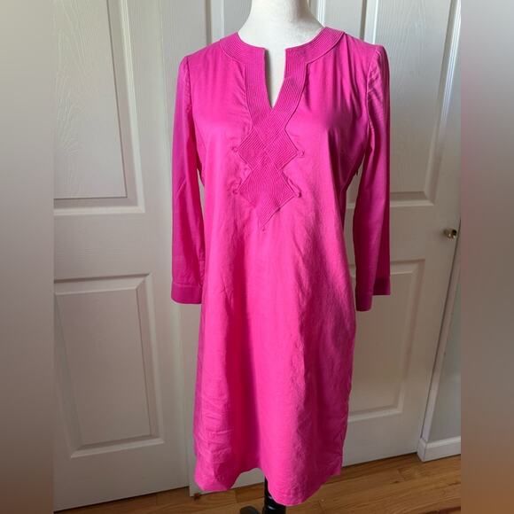 Tory Burch Pink Cotton Long Sleeve Safo Dress Size 8 - Picture 5 of 16